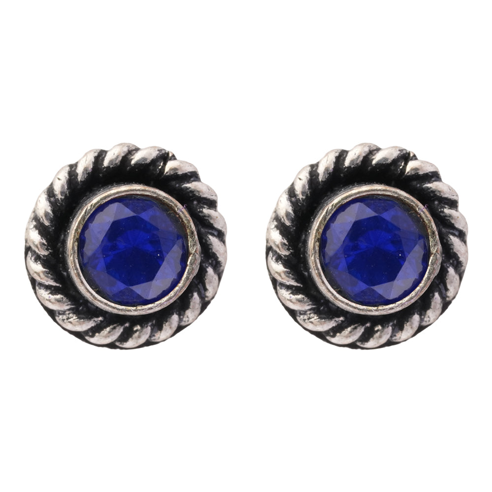 Neelam- Combo of Silver Brass Oxidised stud Earrings