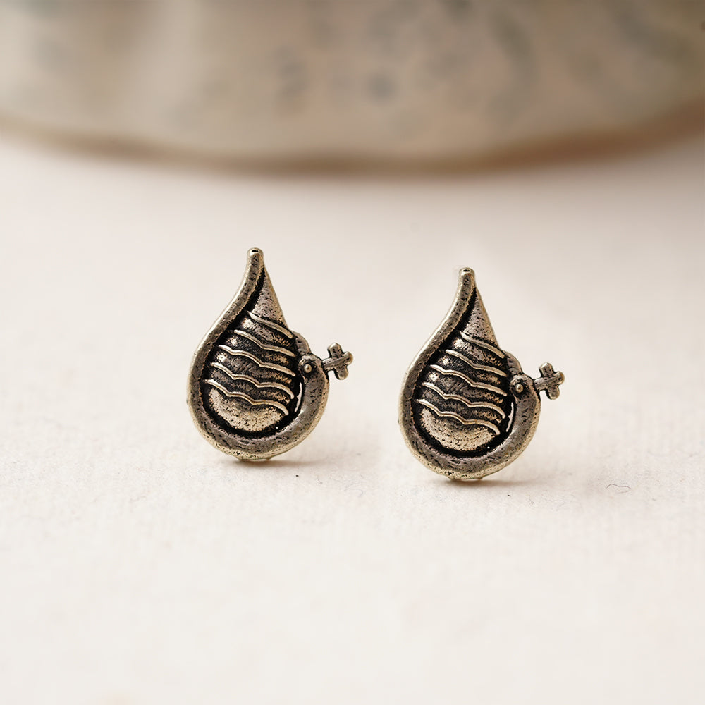 Saathiya- Combo of Silver Brass Oxidised stud Earrings