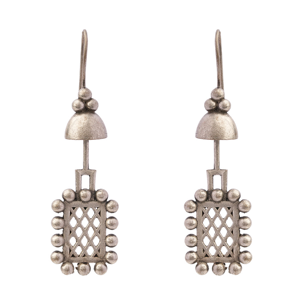 Sundari- Silver Brass Oxidised dangler earrings