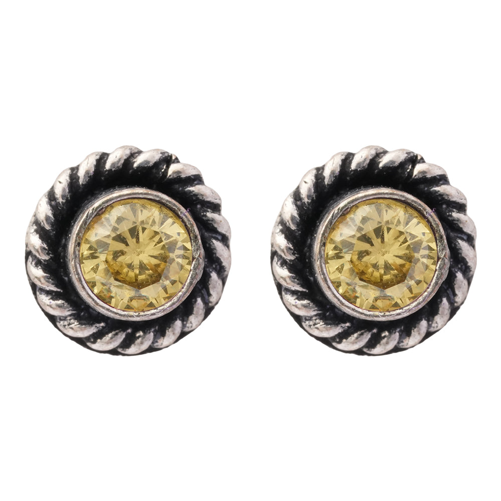 Neelam- Combo of Silver Brass Oxidised stud Earrings