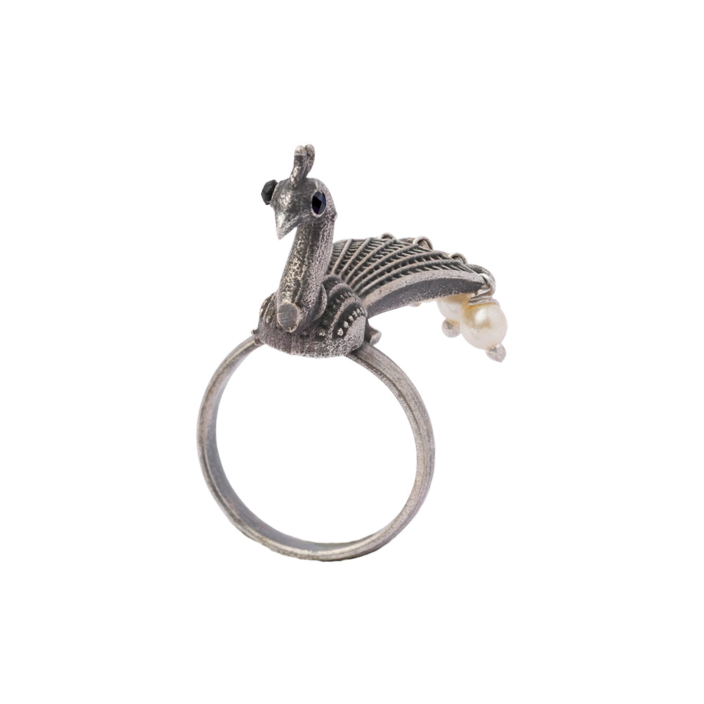 Morpriya- Silver oxidised ring