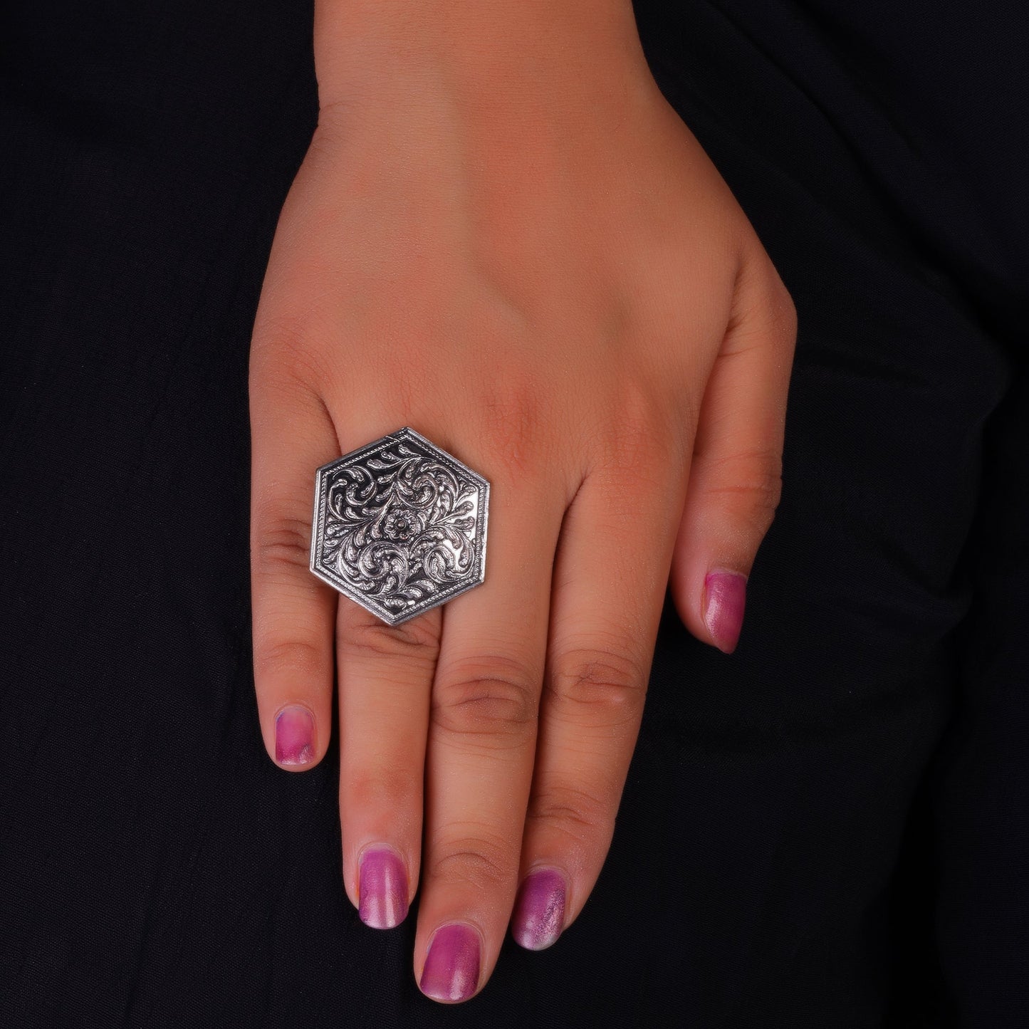 Kokila- Silver oxidised ring