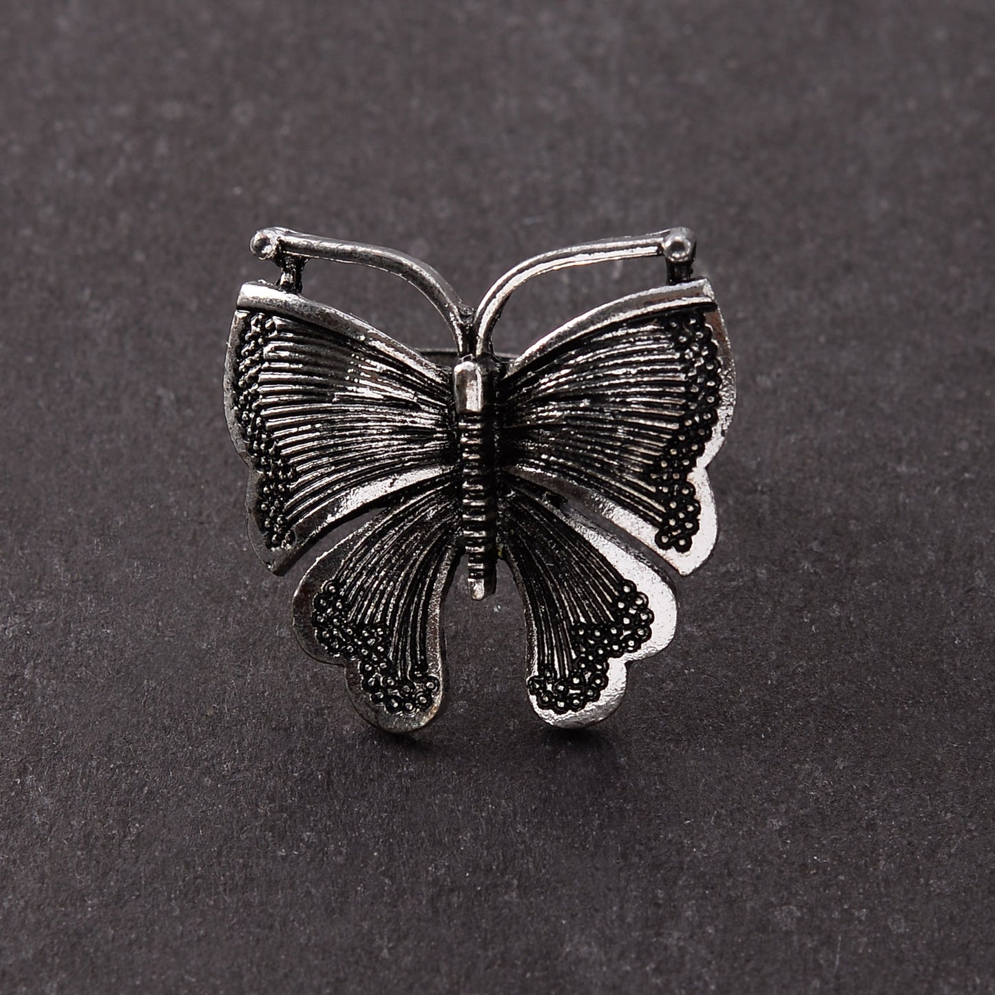 Charulata- Silver oxidised ring