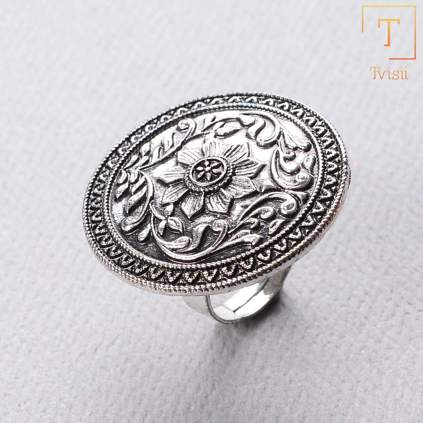 Madhurima-Silver oxidised ring