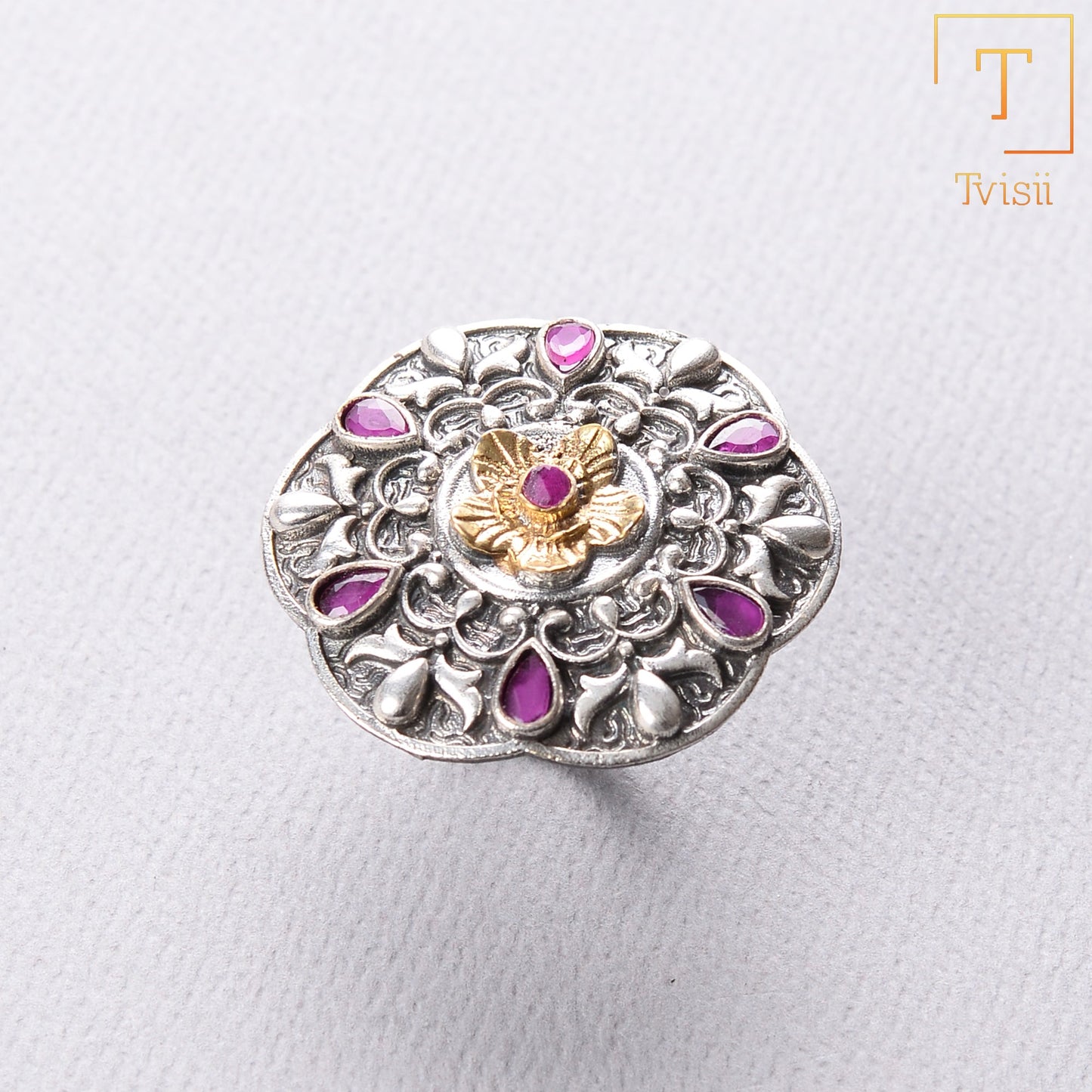 Vasanti- Silver oxidised ring