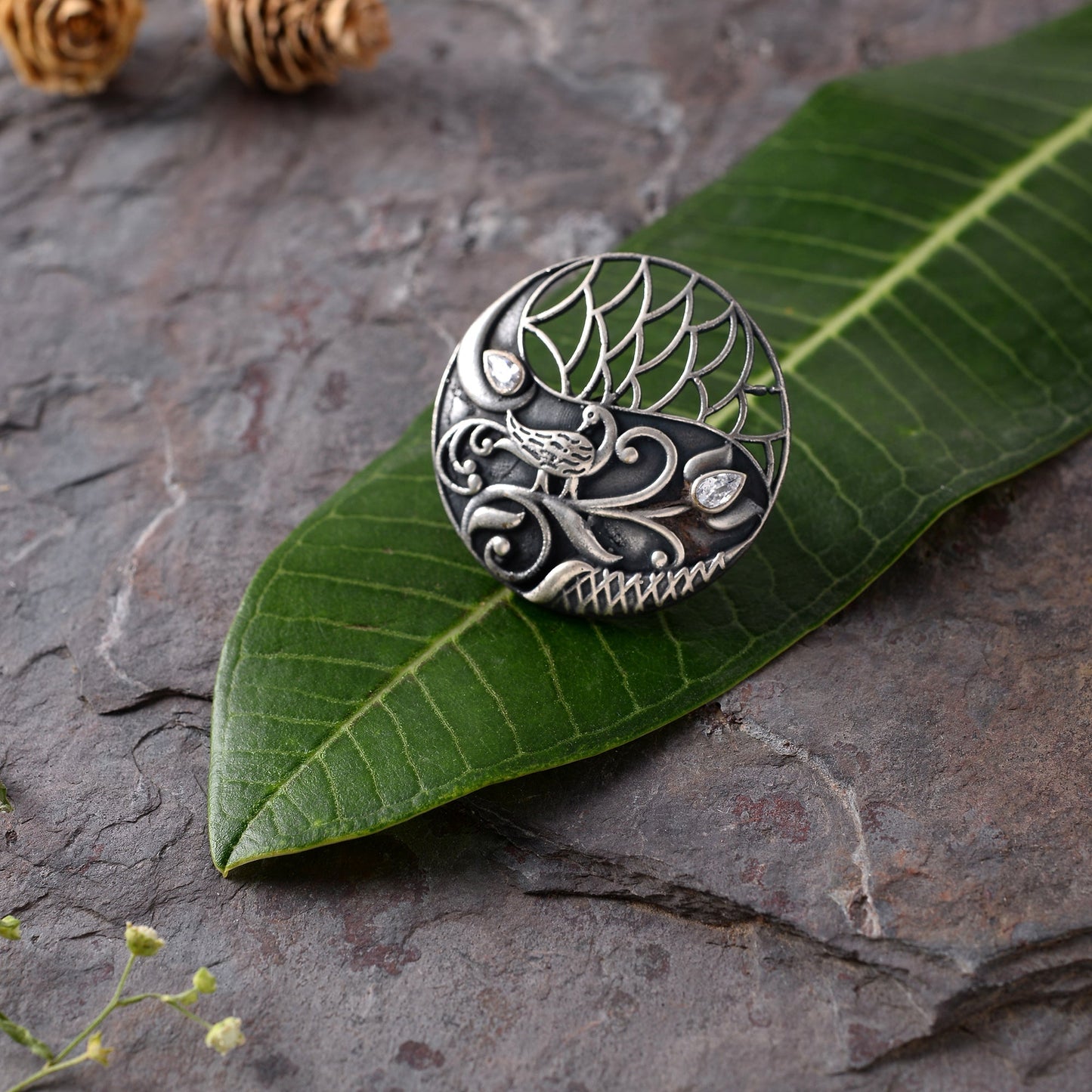 Tejasvi- Silver oxidised ring