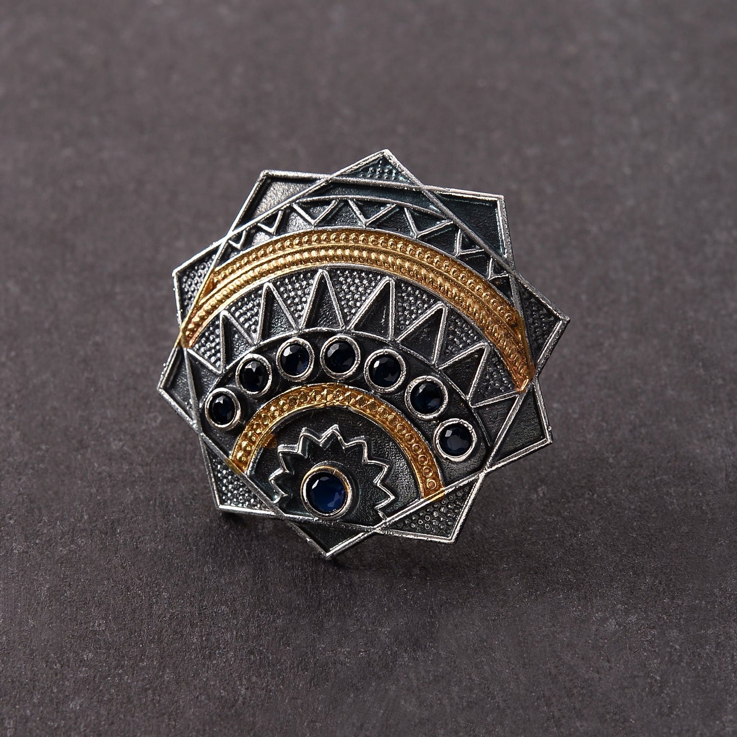 Pravya- Silver oxidised ring