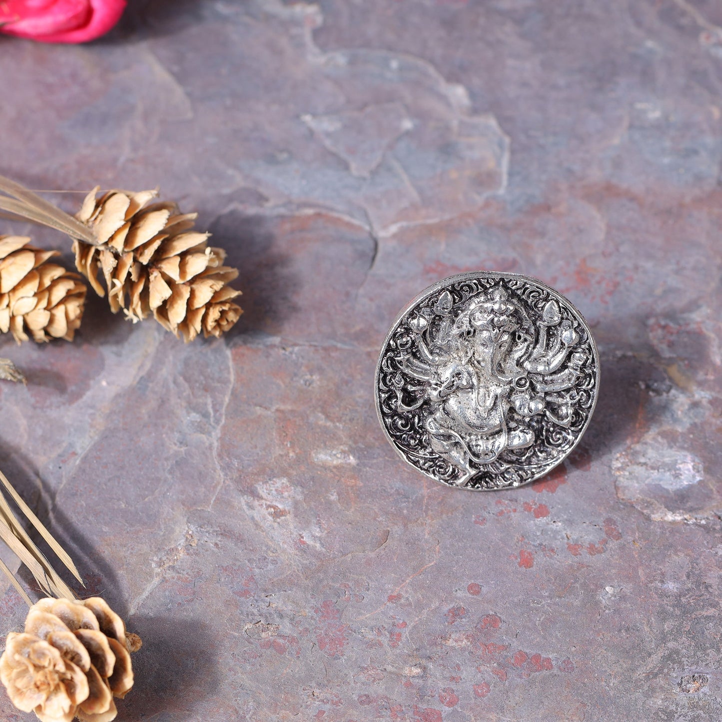 Ekadanta- Silver oxidised ring