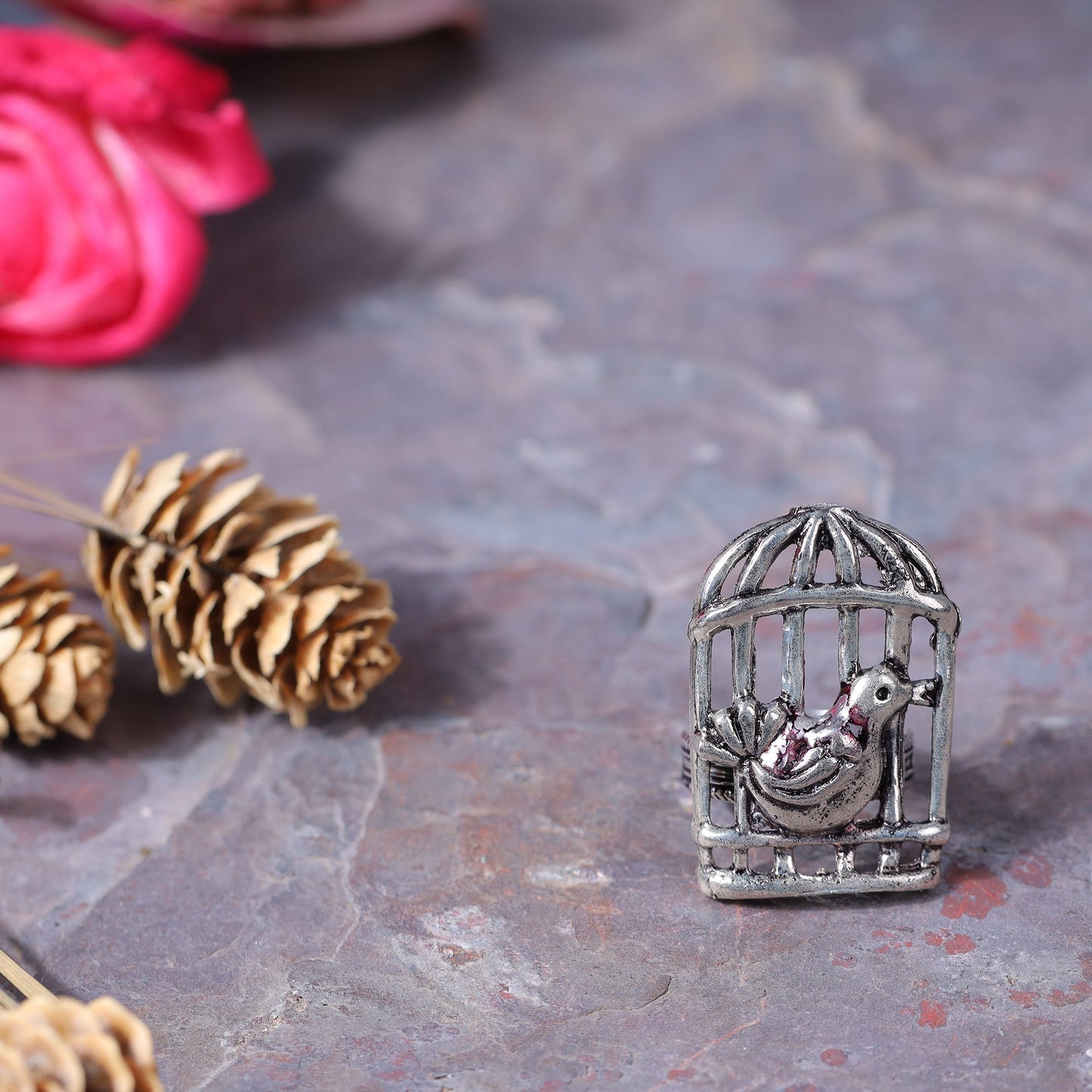 Sanjeera- Silver oxidised ring