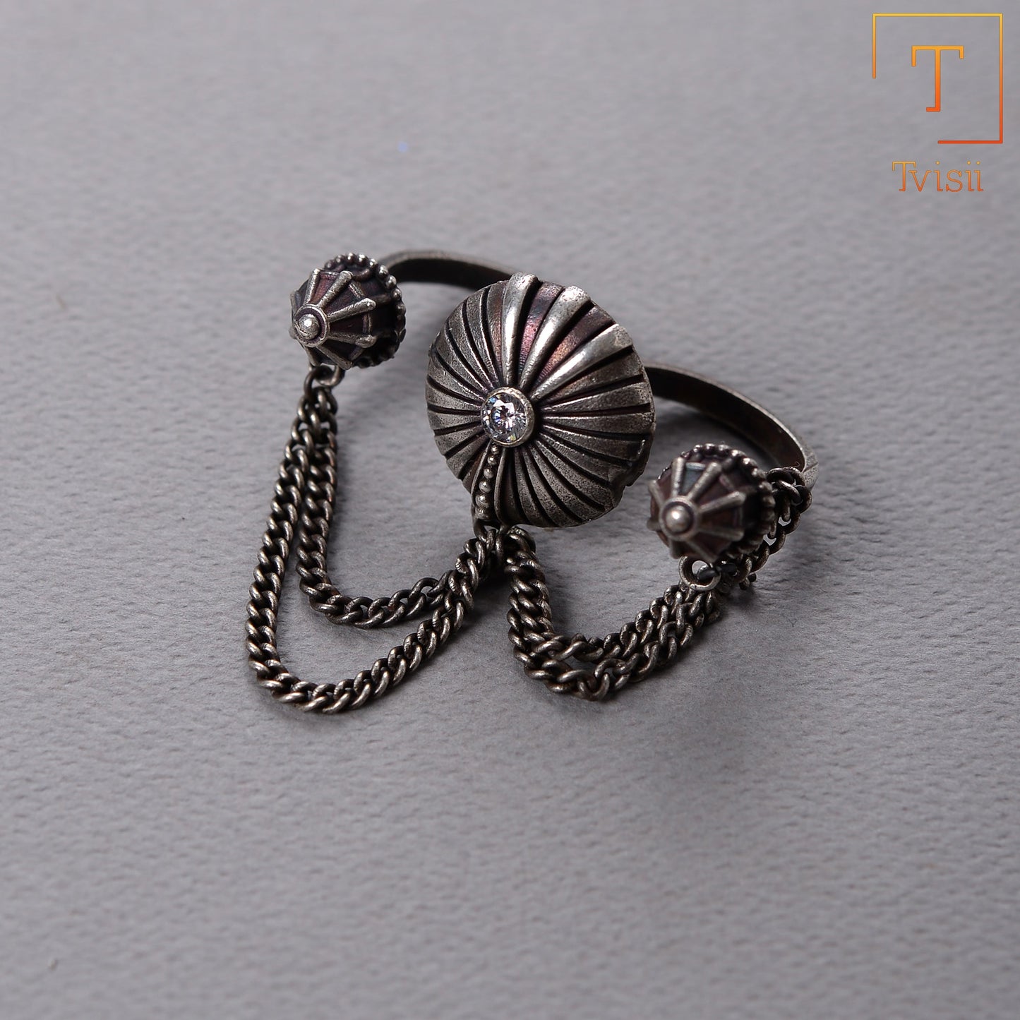 Mrigaa- Silver oxidised ring