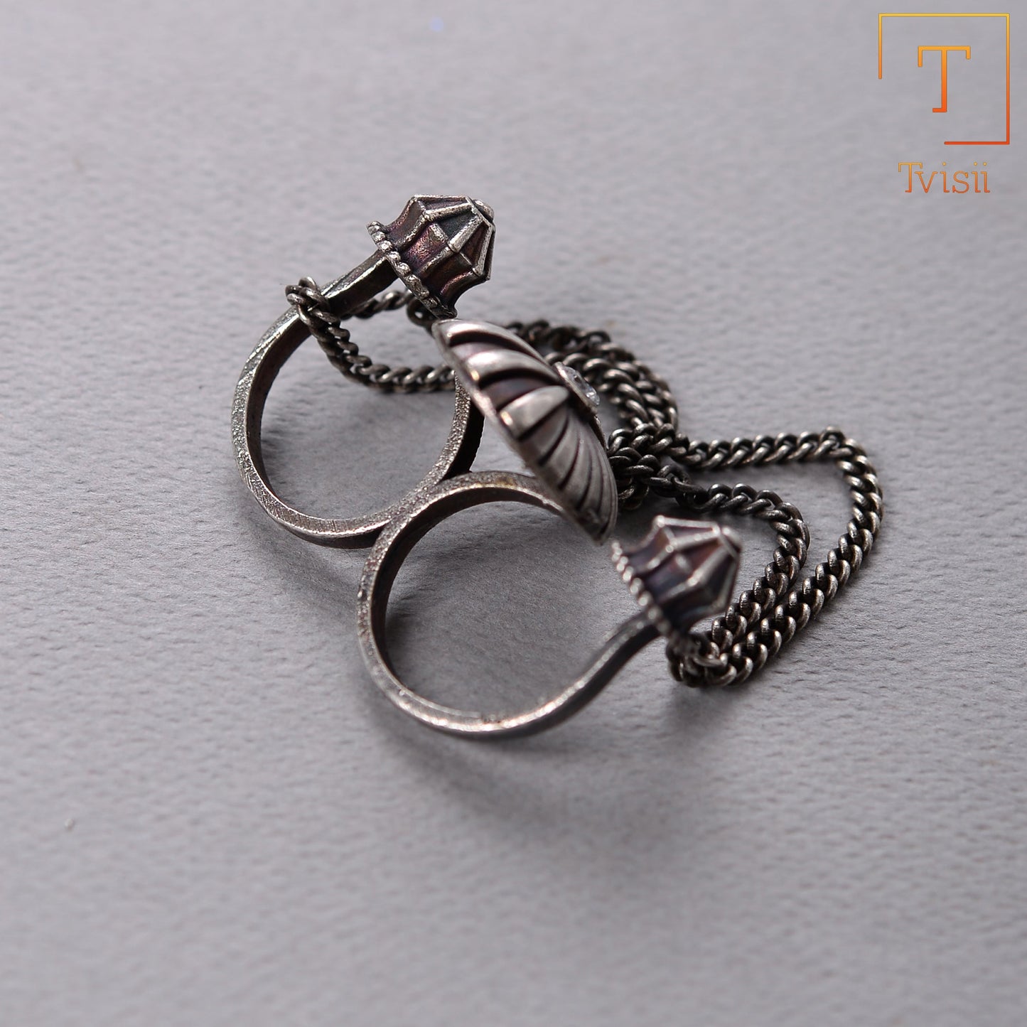 Mrigaa- Silver oxidised ring
