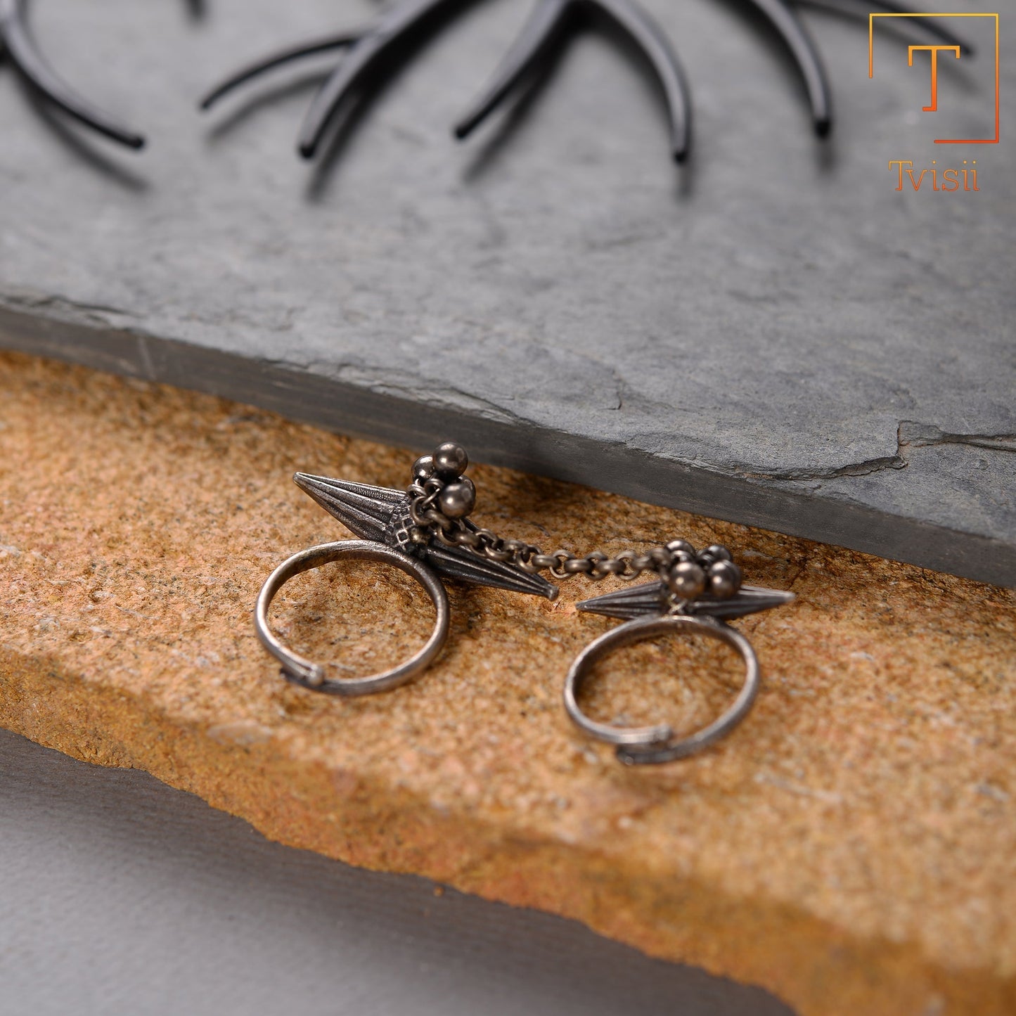 Lavanya- Silver oxidised ring