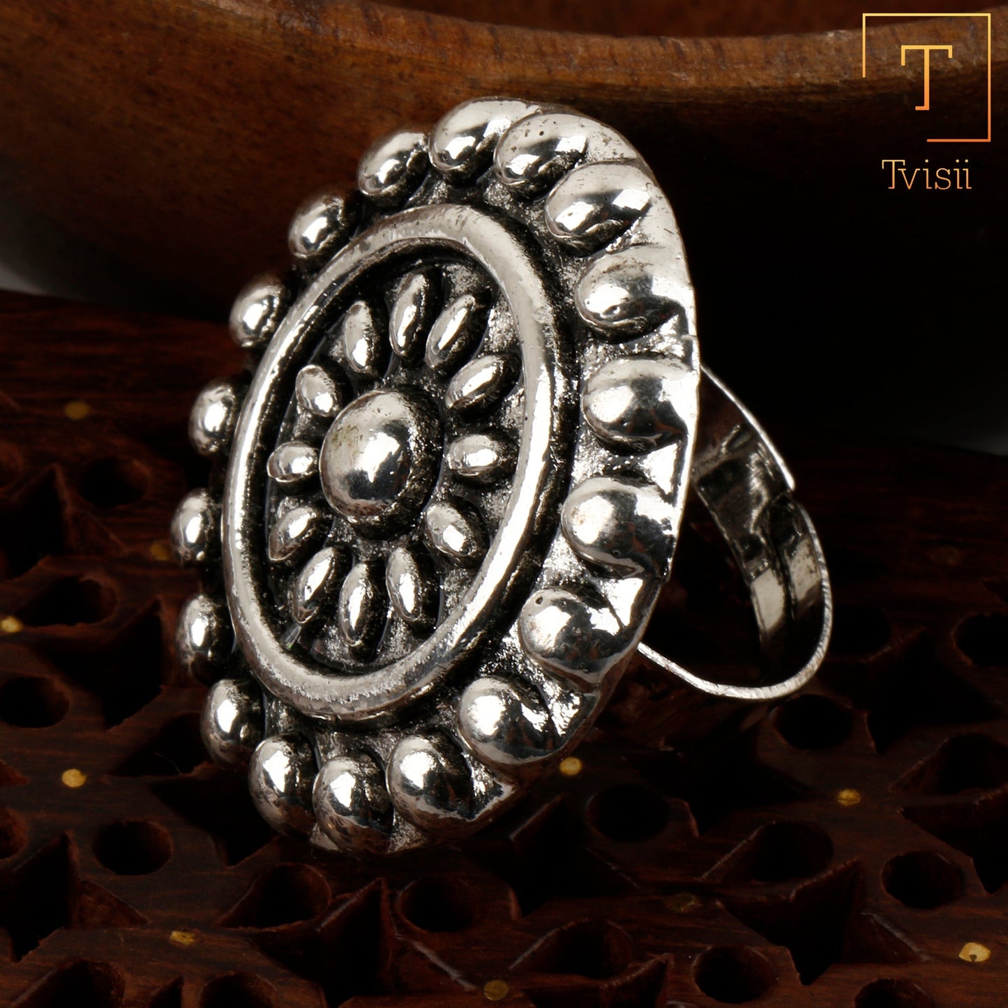Shilpika- Silver oxidised ring