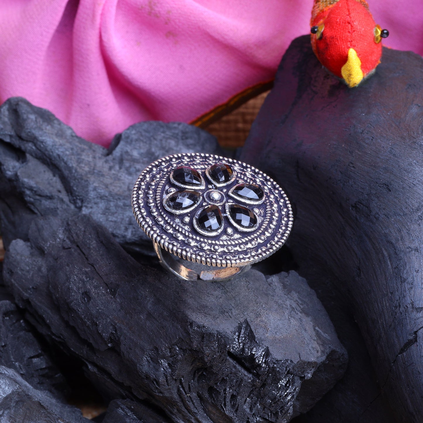 Rashmi- Silver oxidised ring (Black)Silver oxidised ring