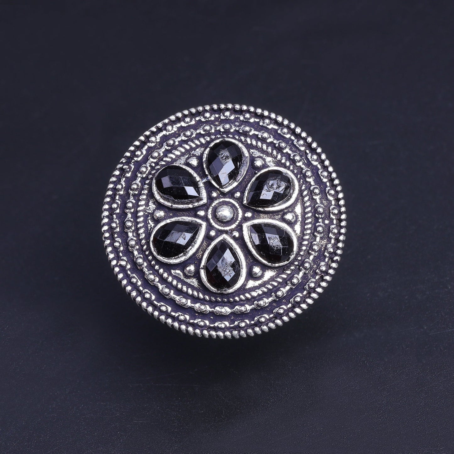 Rashmi- Silver oxidised ring (Black)Silver oxidised ring
