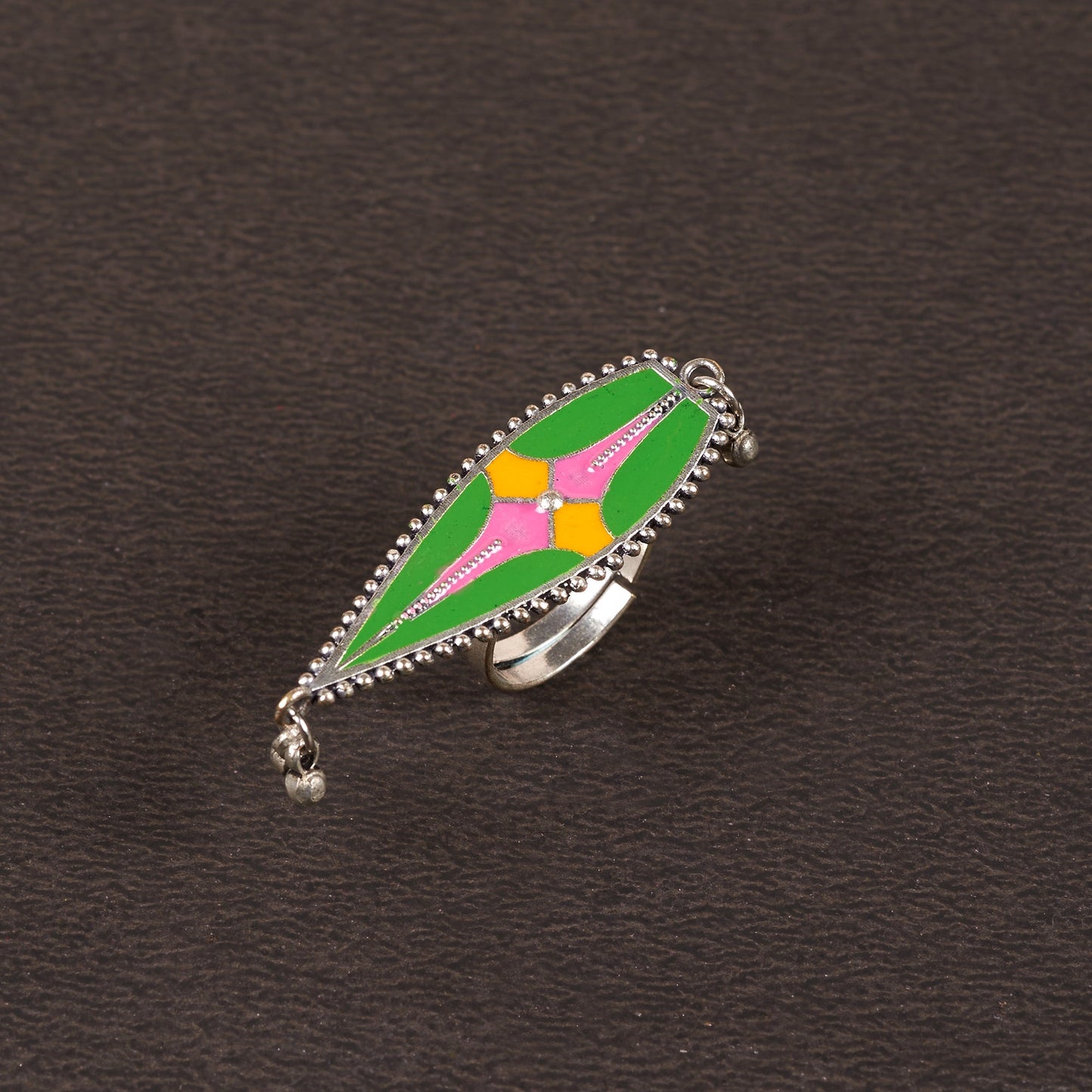 Rangriti- Handpainted Brass Ring (Multicolored)