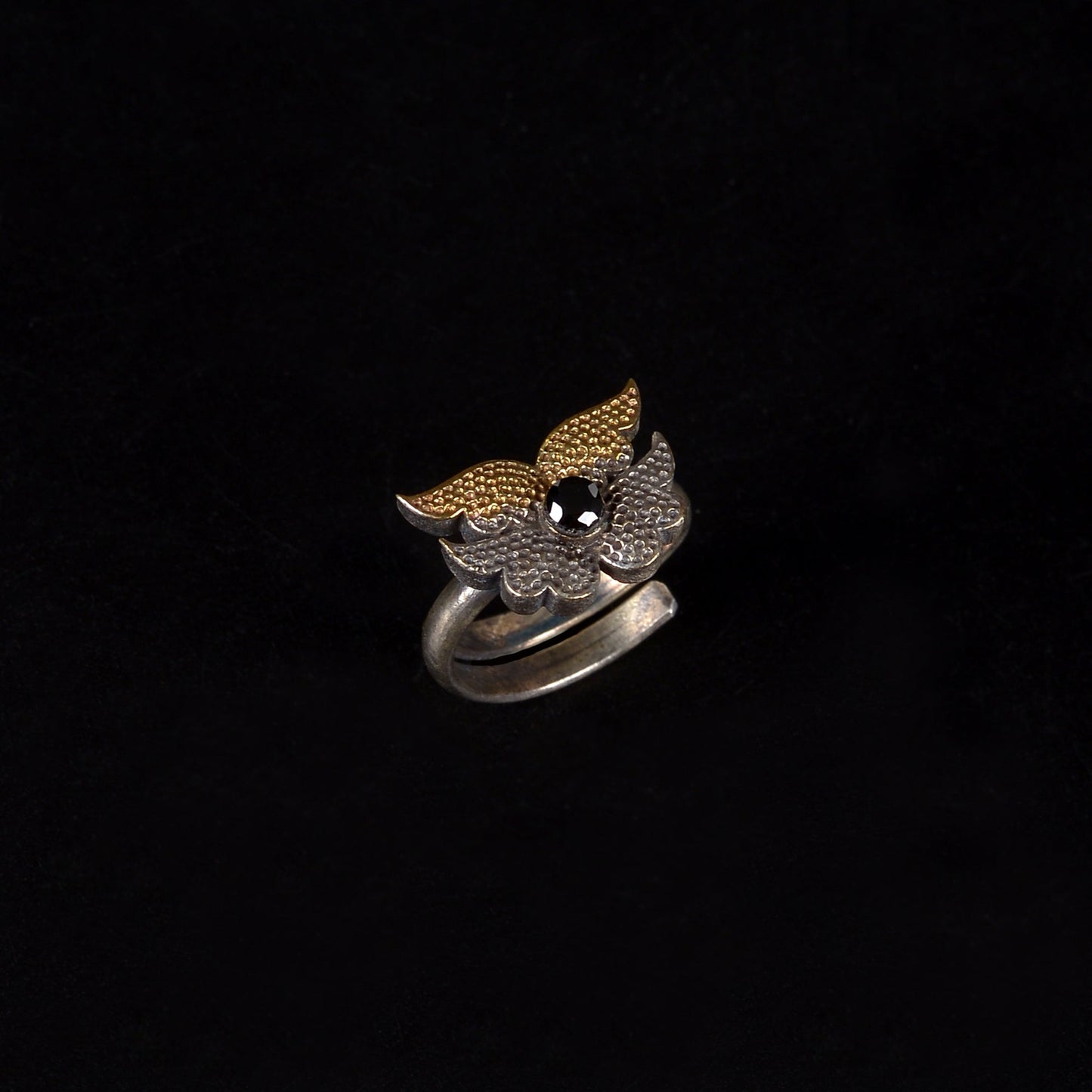 Kalapushp- Silver oxidised ring