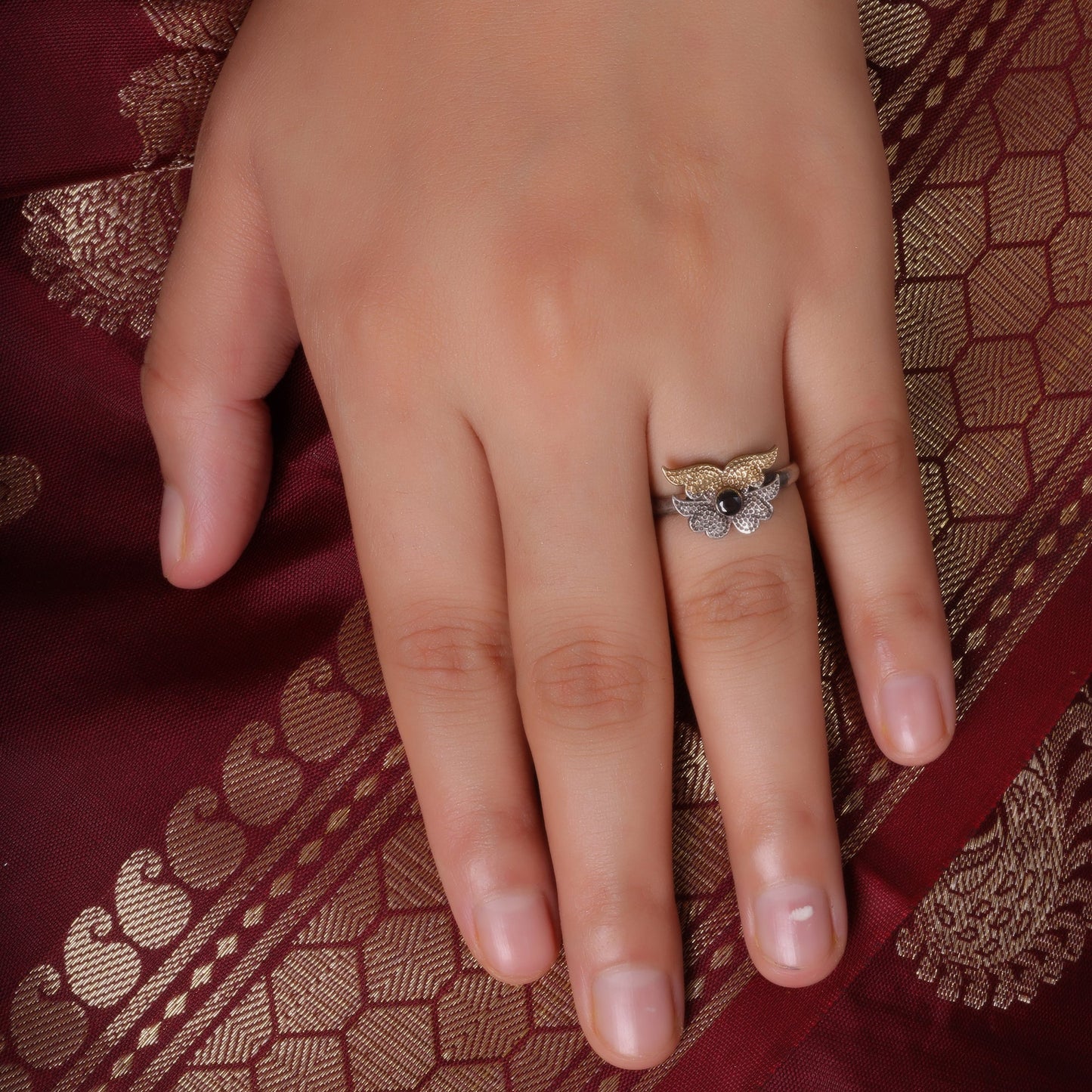 Kalapushp- Silver oxidised ring