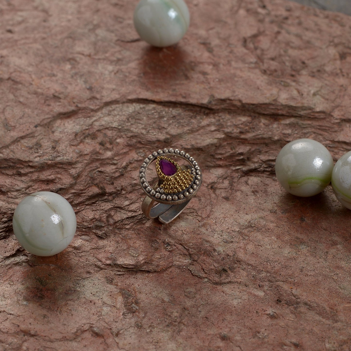 Sanskriti- Silver oxidised ring