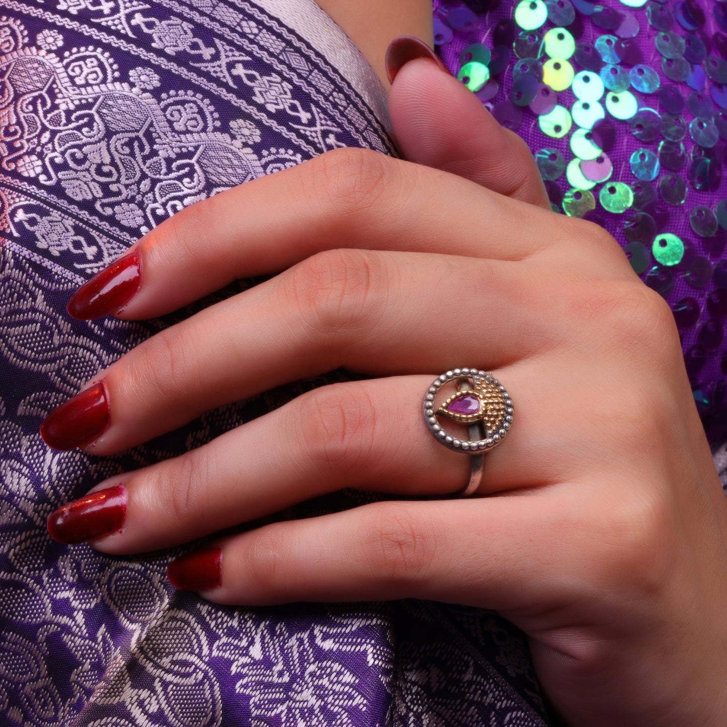 Sanskriti- Silver oxidised ring