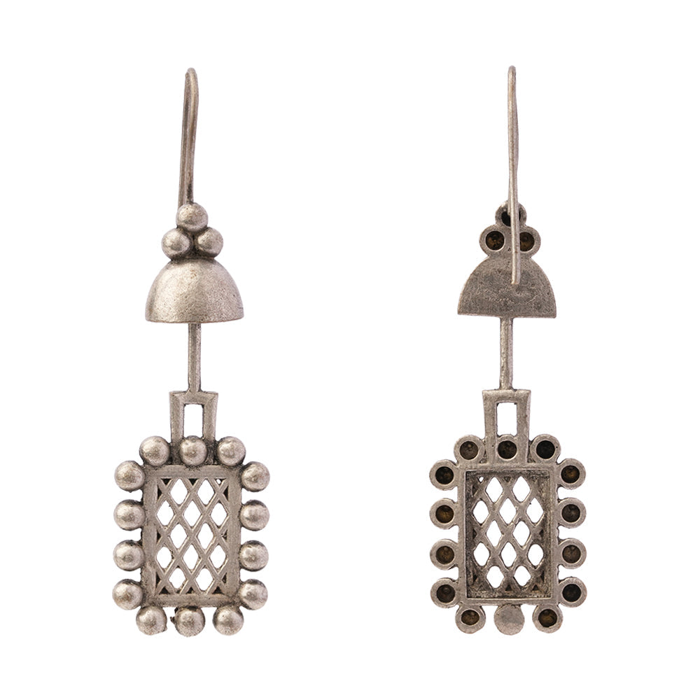 Sundari- Silver Brass Oxidised dangler earrings