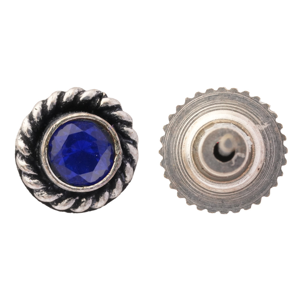 Neelam- Combo of Silver Brass Oxidised stud Earrings
