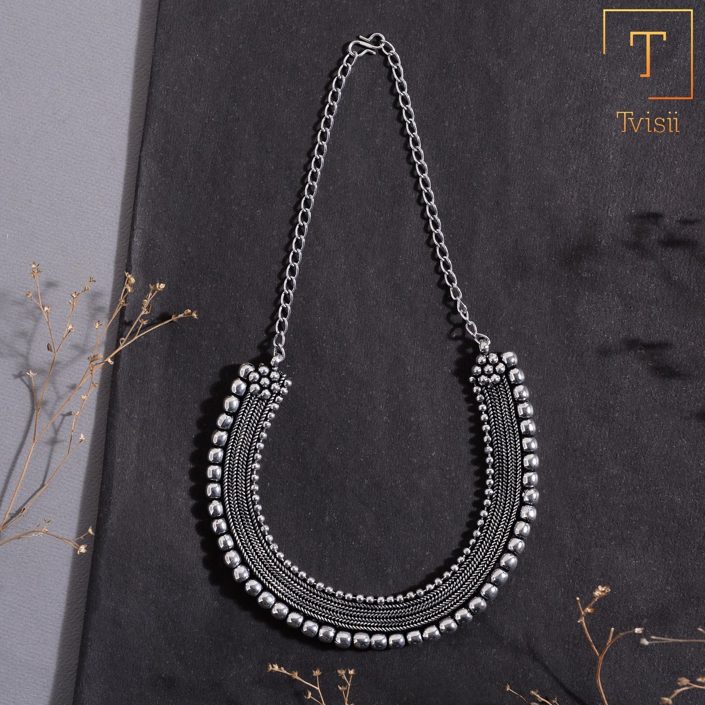Anvita- Brass Oxidised Necklace
