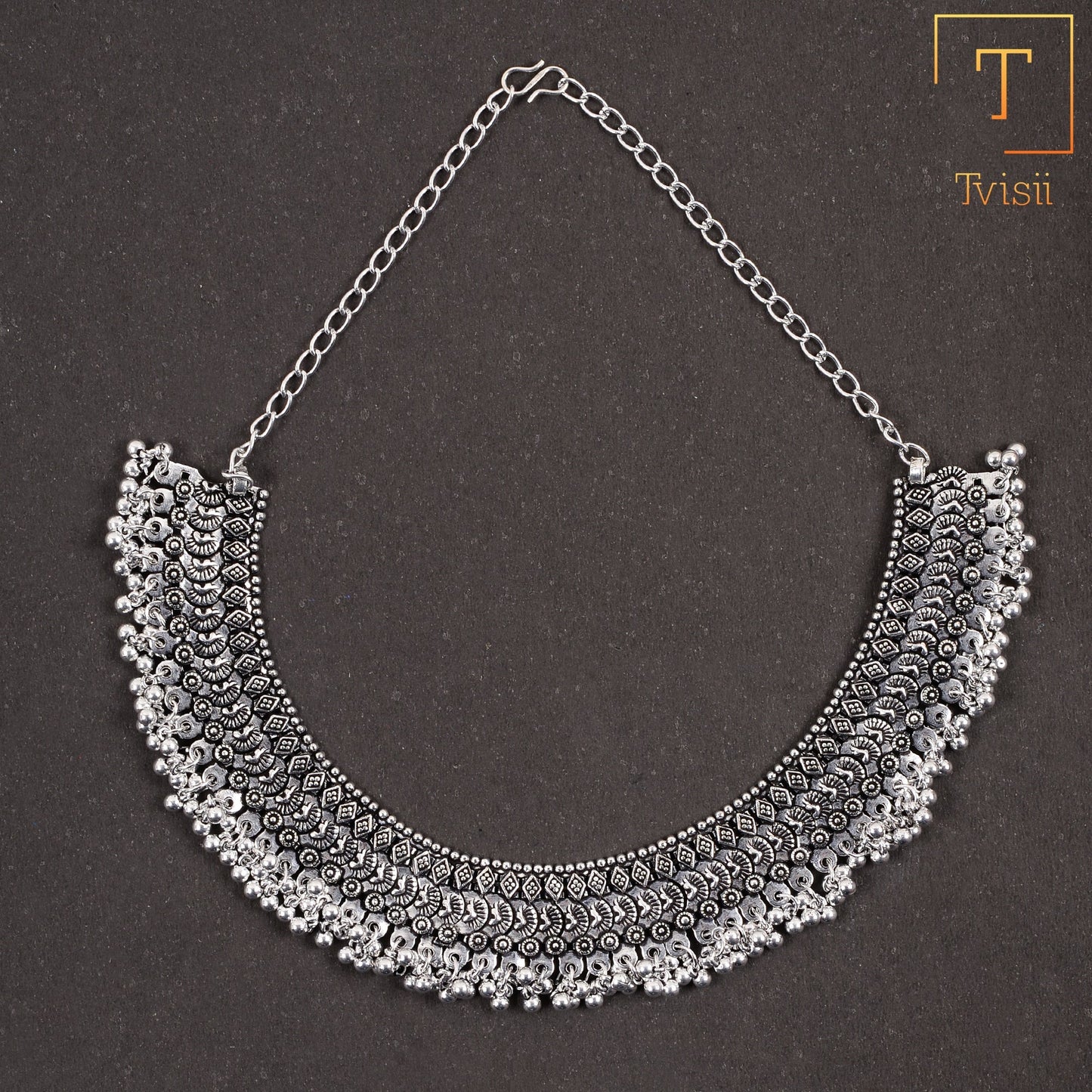 Subhaga- Brass Oxidised Necklace