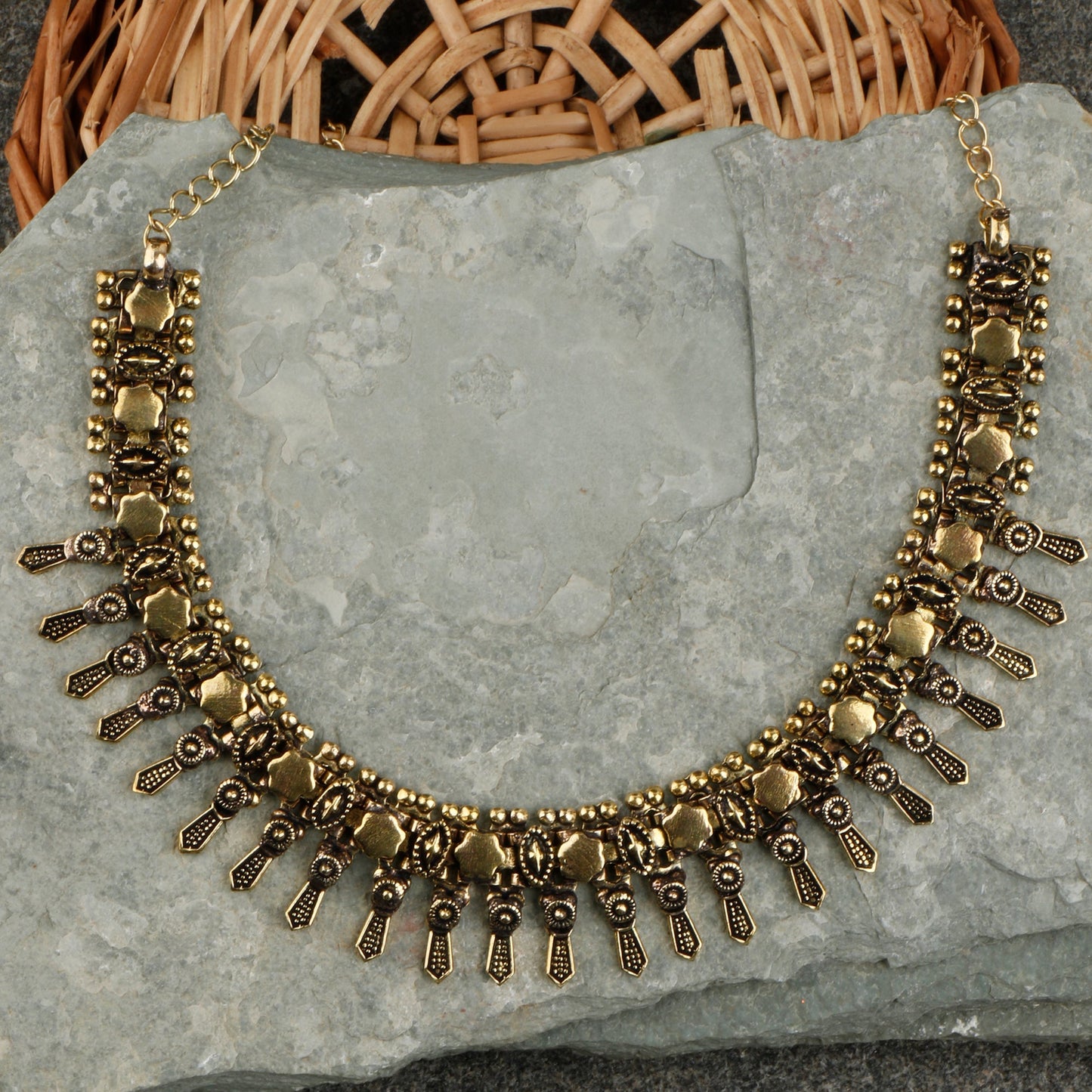 Sragini-Brass Oxidised Necklace