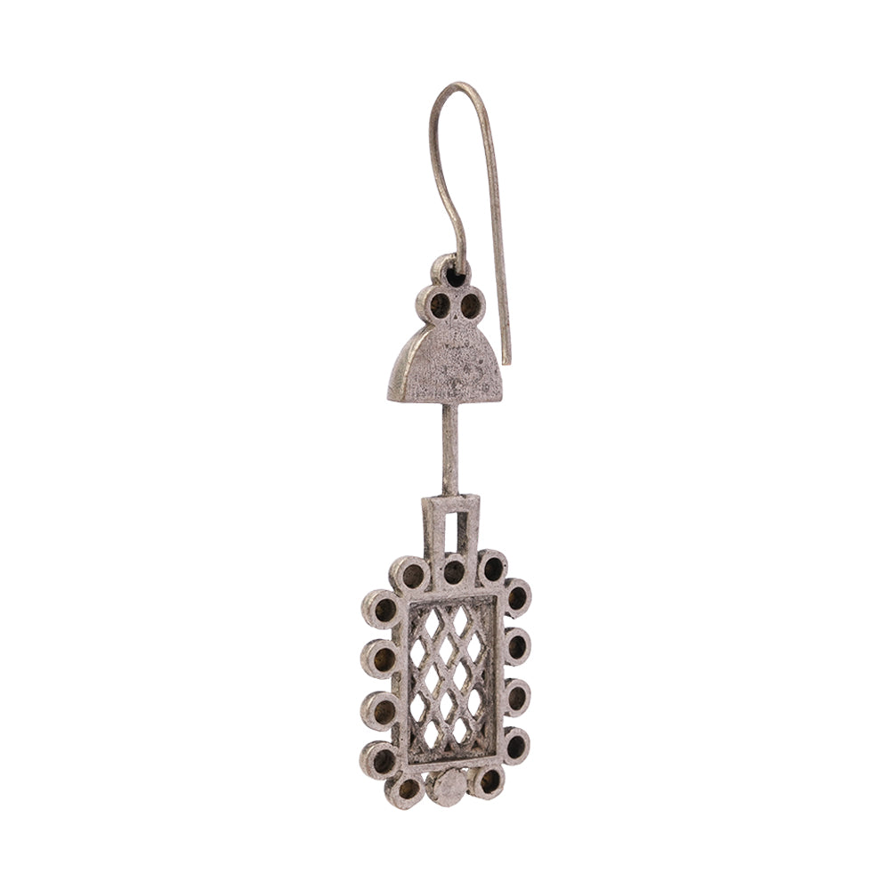 Sundari- Silver Brass Oxidised dangler earrings