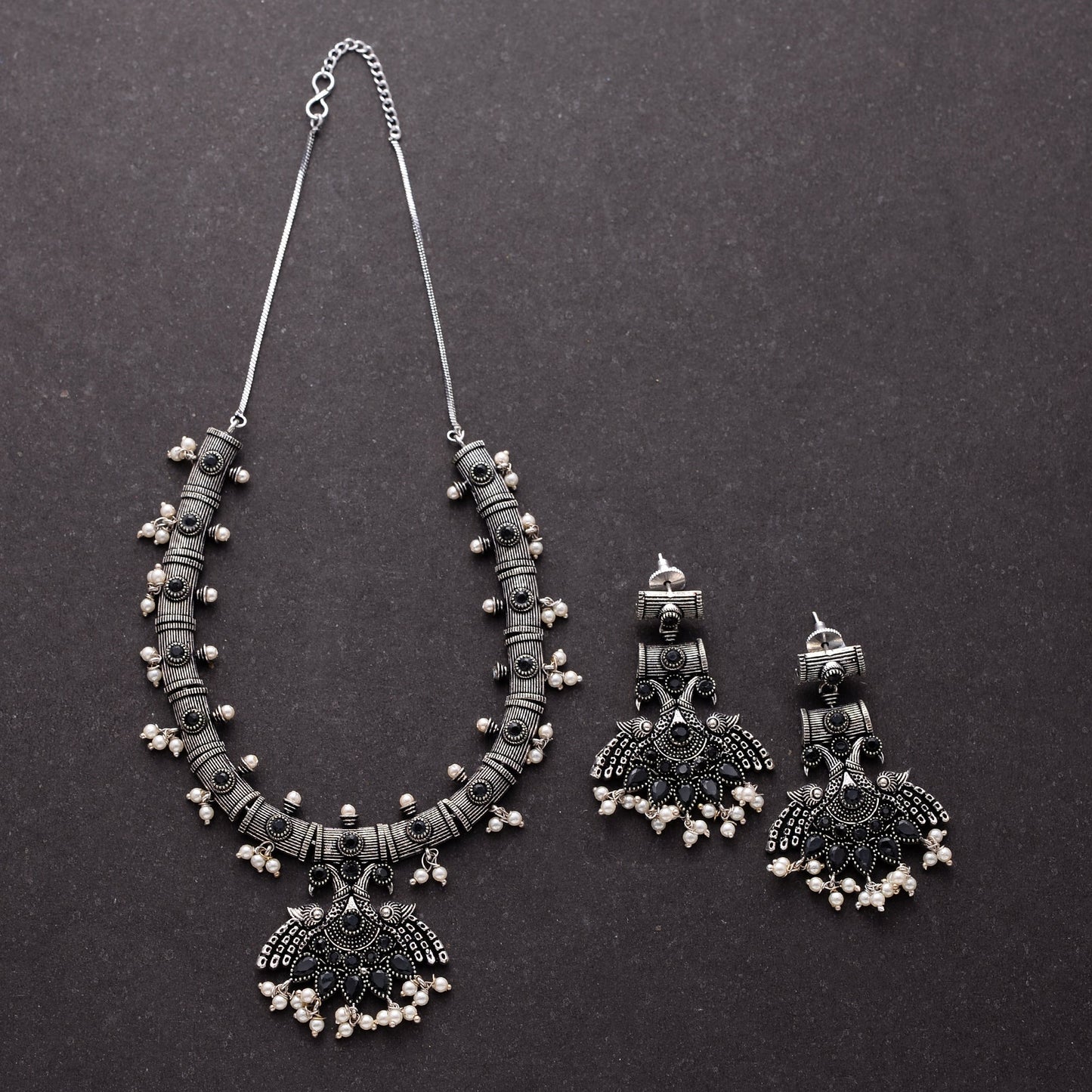 Mrinalini- Oxidised Necklace Set