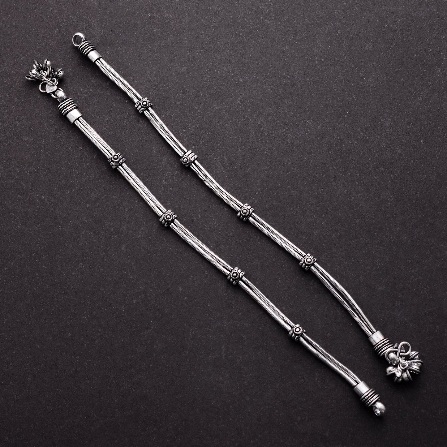 Charanika- Silver Oxidised Brass anklet