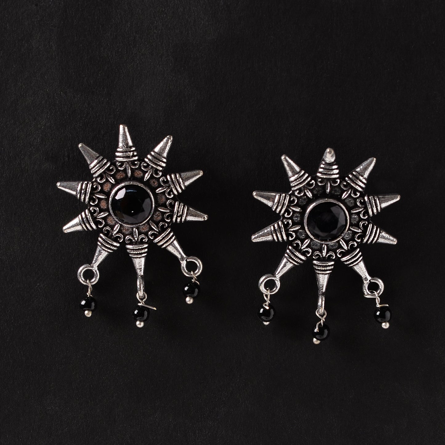 RaviRatna- Silver Brass Stone-Studded Stud Earrings