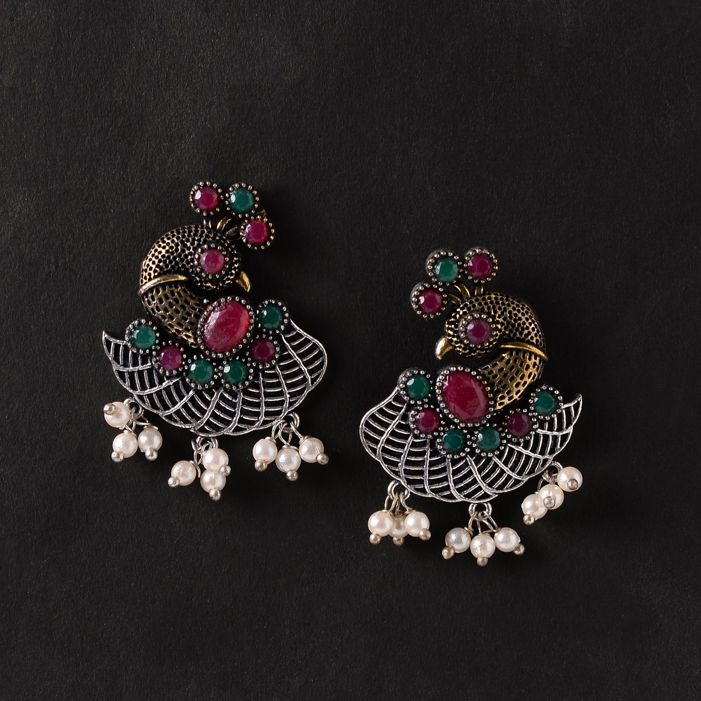 Mayuri- Silver Tone Brass Dangler Earrings