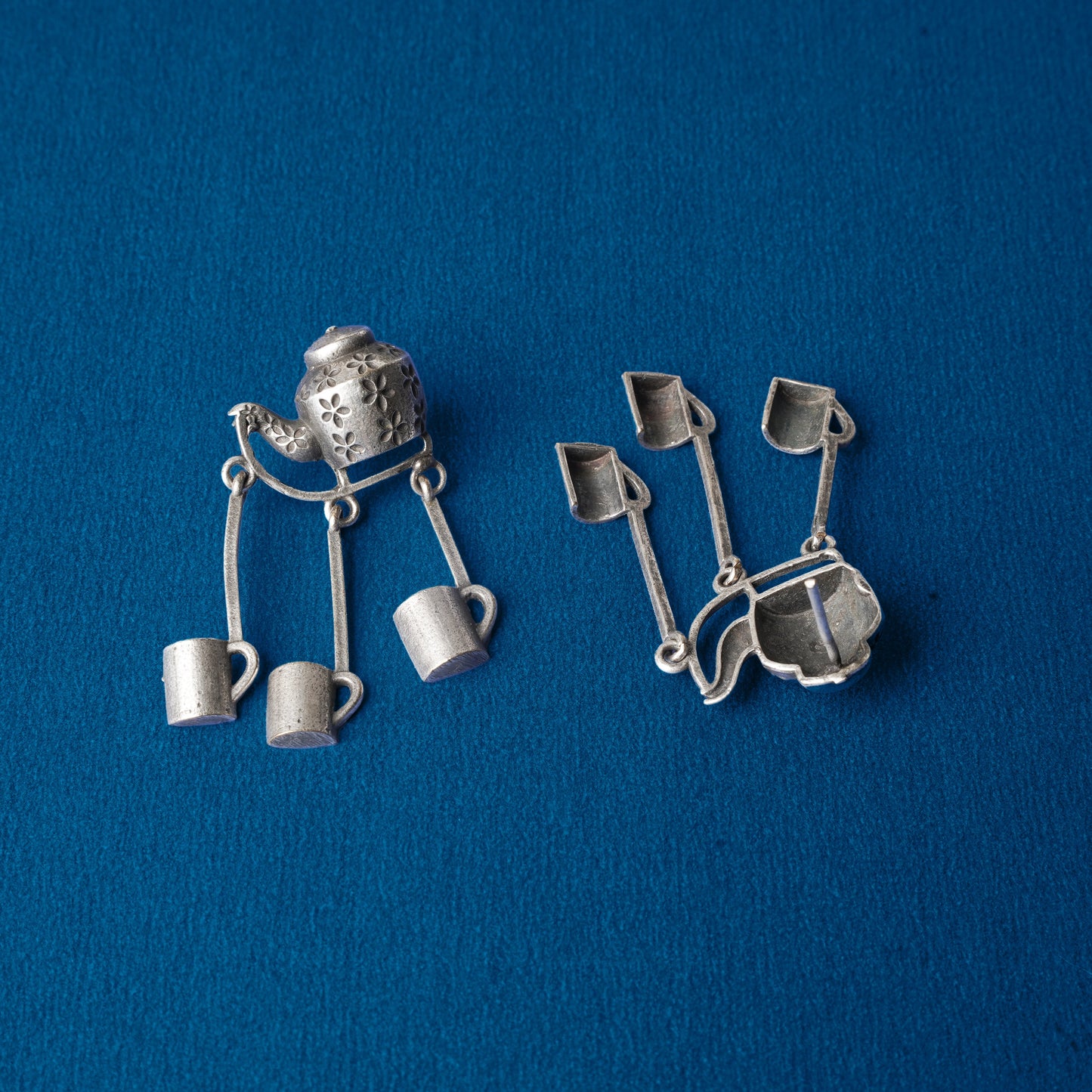 ChaiSakhi- Silver Brass Oxidised dangler earrings