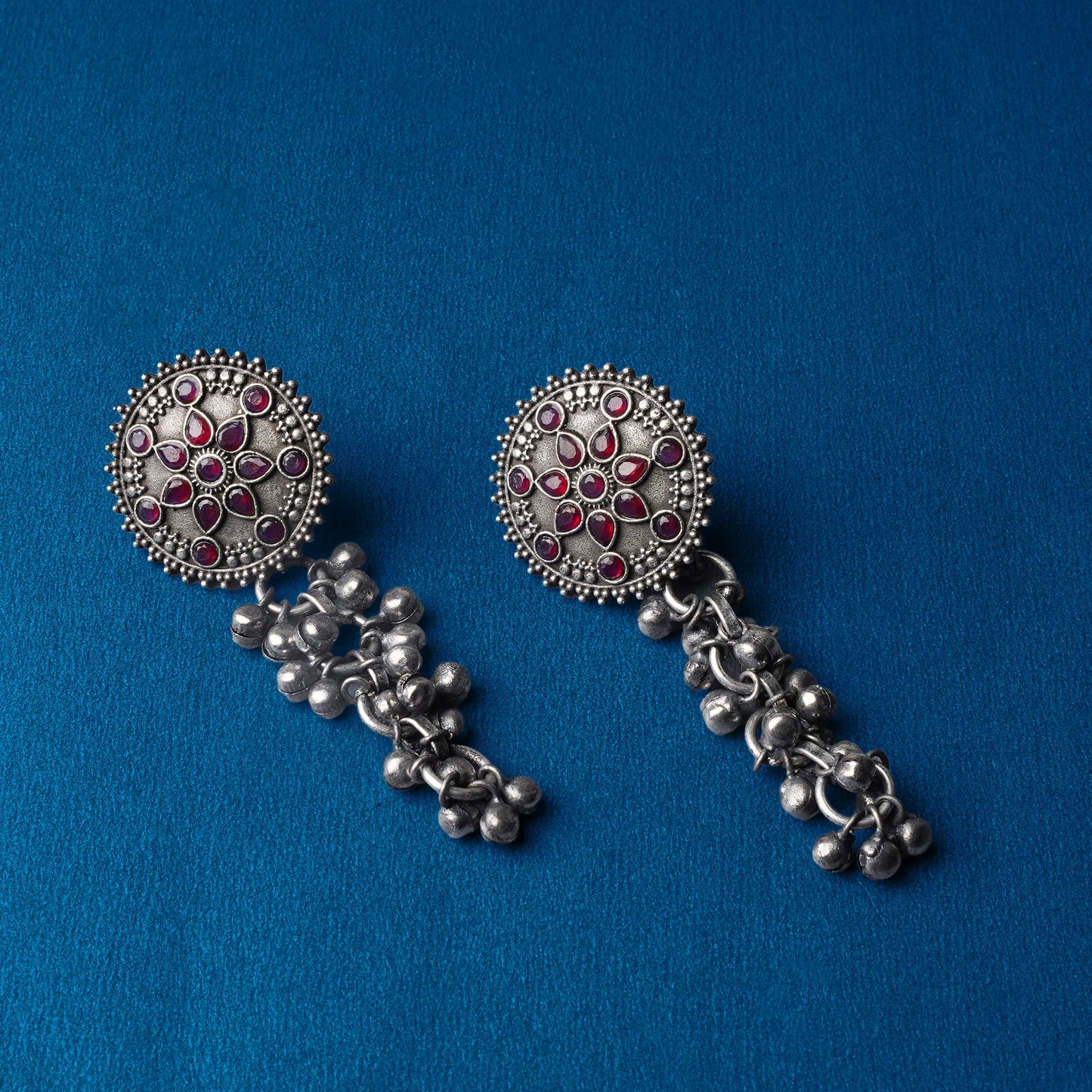 Shyamrekha- Silver Brass ghunghroo dangler earrings