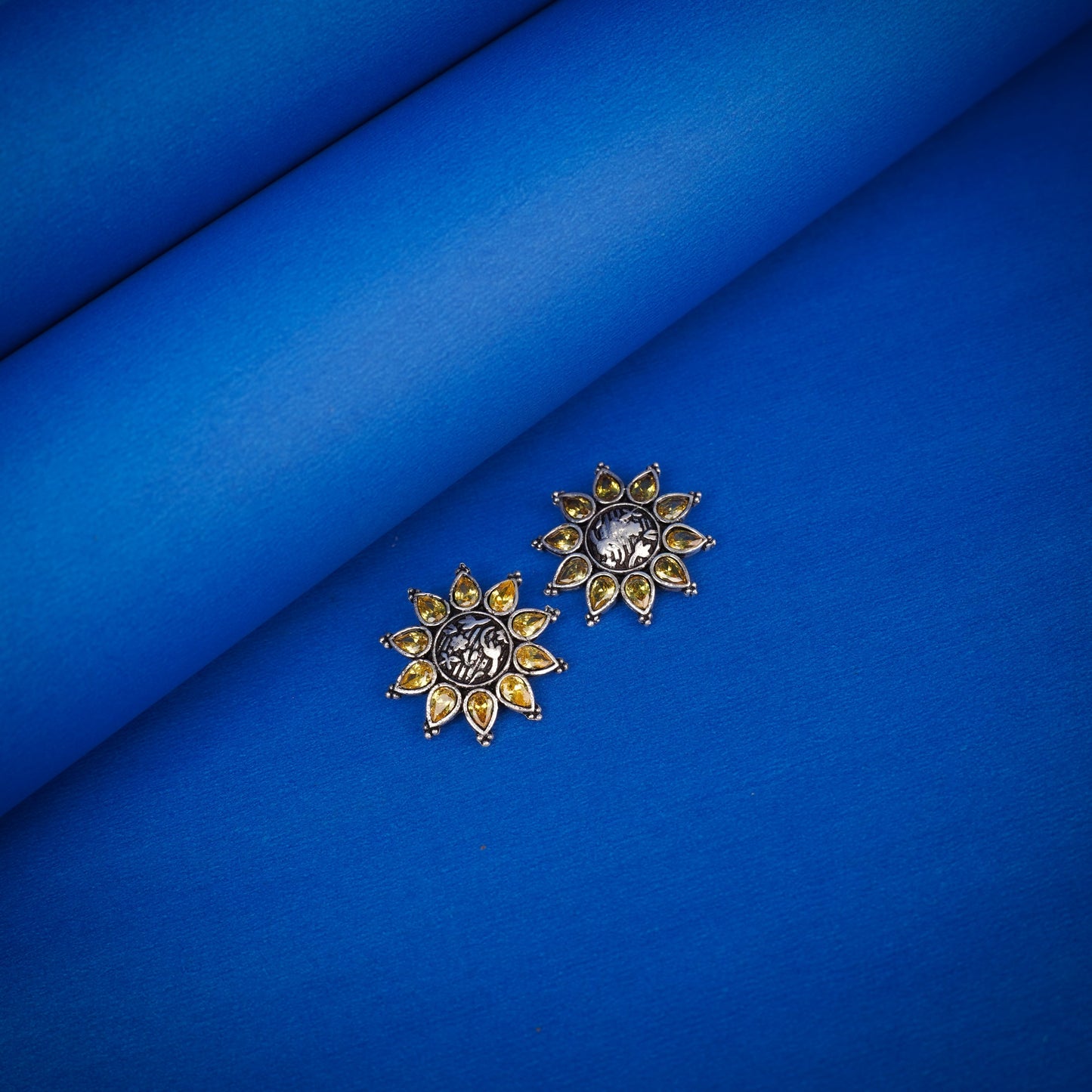 SwarnaBoond- Silver Brass Handcrafted Stud Earrings