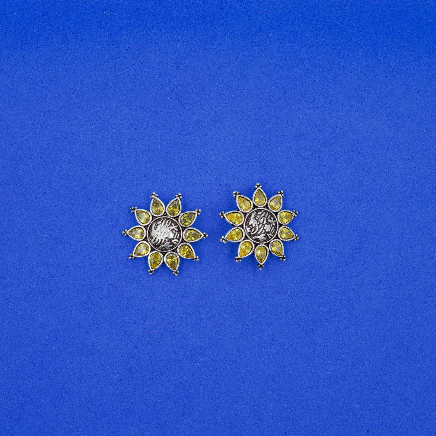 SwarnaBoond- Silver Brass Handcrafted Stud Earrings