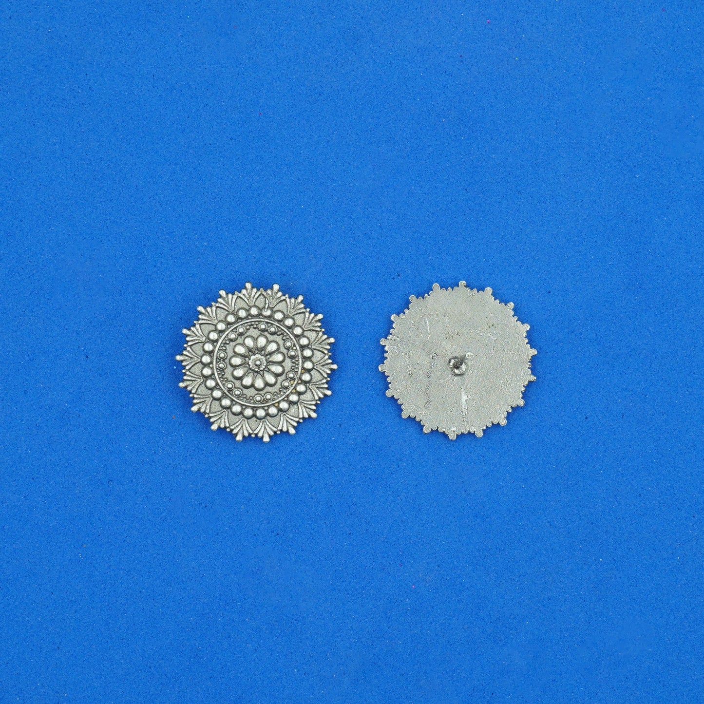 RajatPhool- Silver Brass Oxidised Stud Earrings