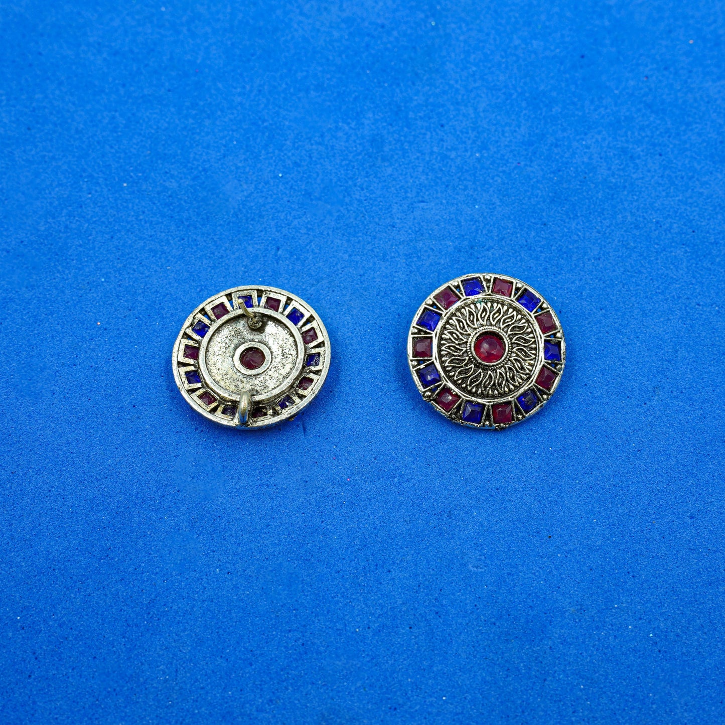 Rangini- Silver Brass Stone Studded Stud Earrings