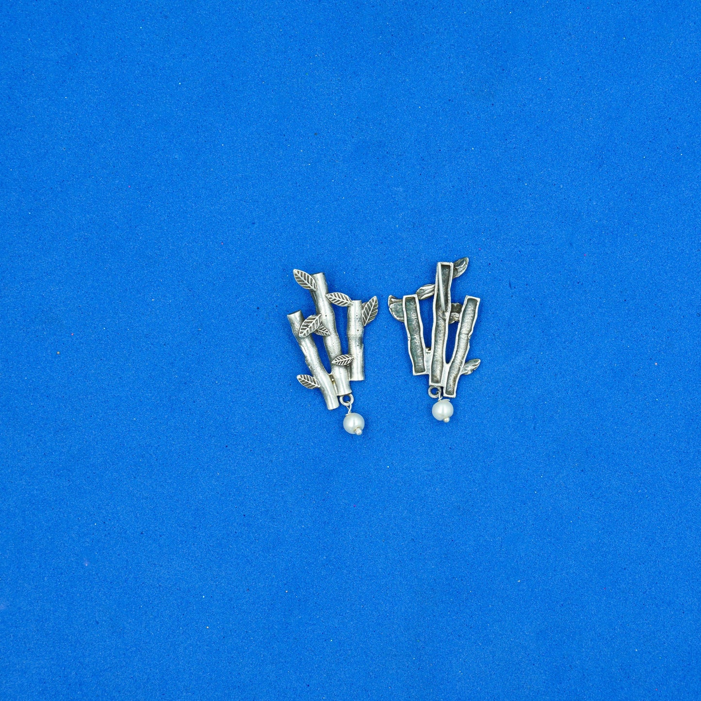 Taruka- Silver Brass oxidised dangler earrings