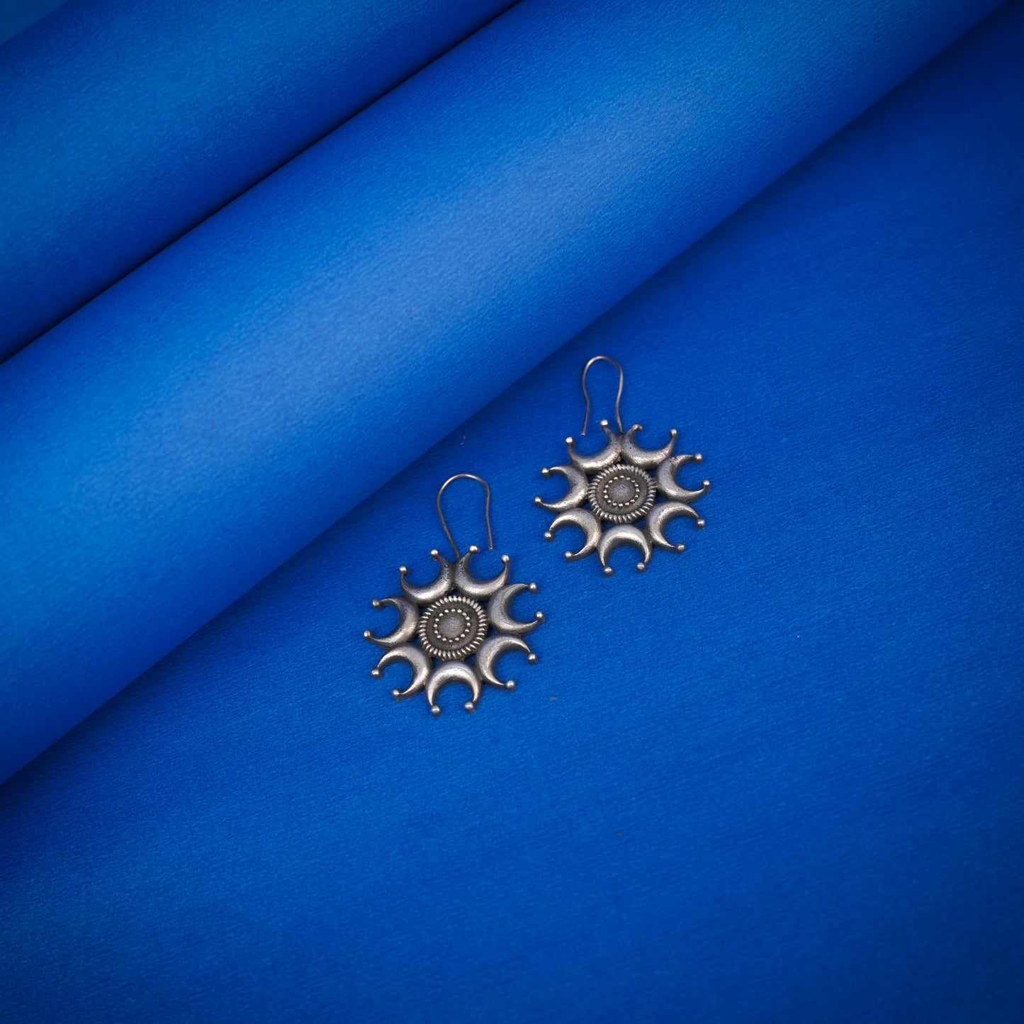 Chanda- Silver Brass oxidised dangler earrings