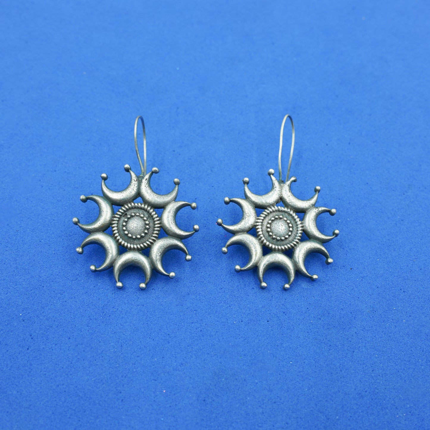 Chanda- Silver Brass oxidised dangler earrings