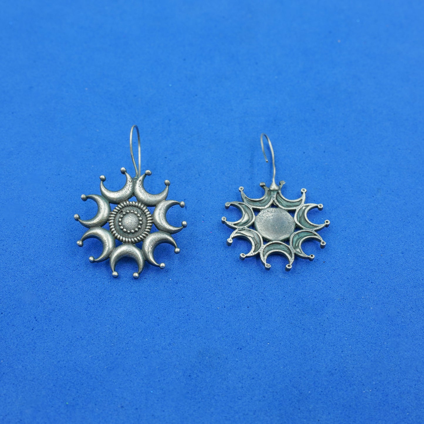 Chanda- Silver Brass oxidised dangler earrings