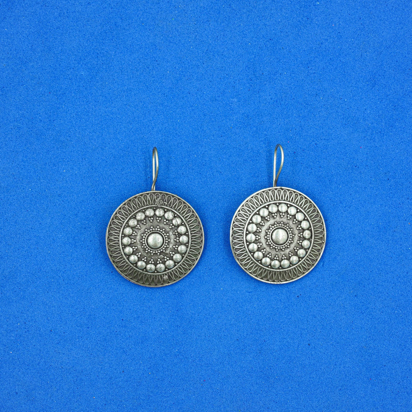 ChandChakra- Silver Brass Oxidised stud earrings