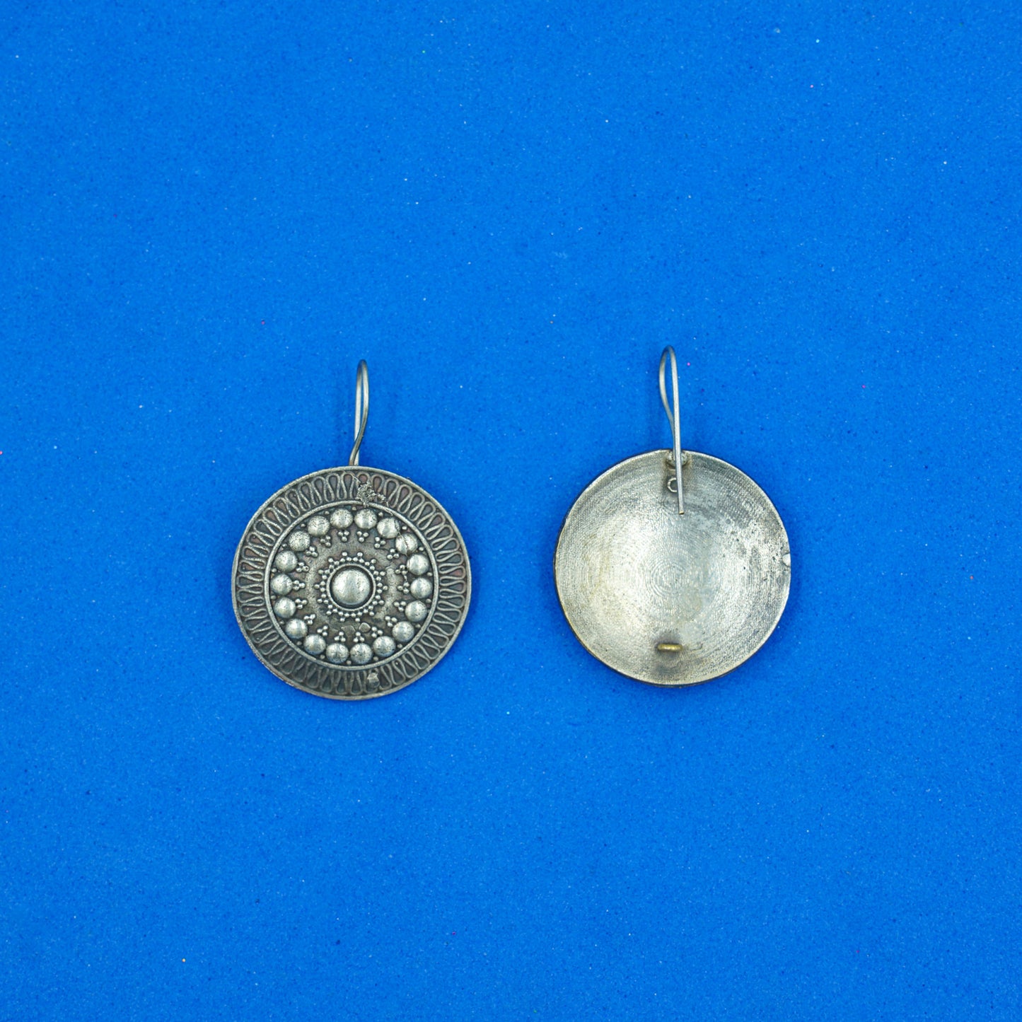 ChandChakra- Silver Brass Oxidised stud earrings