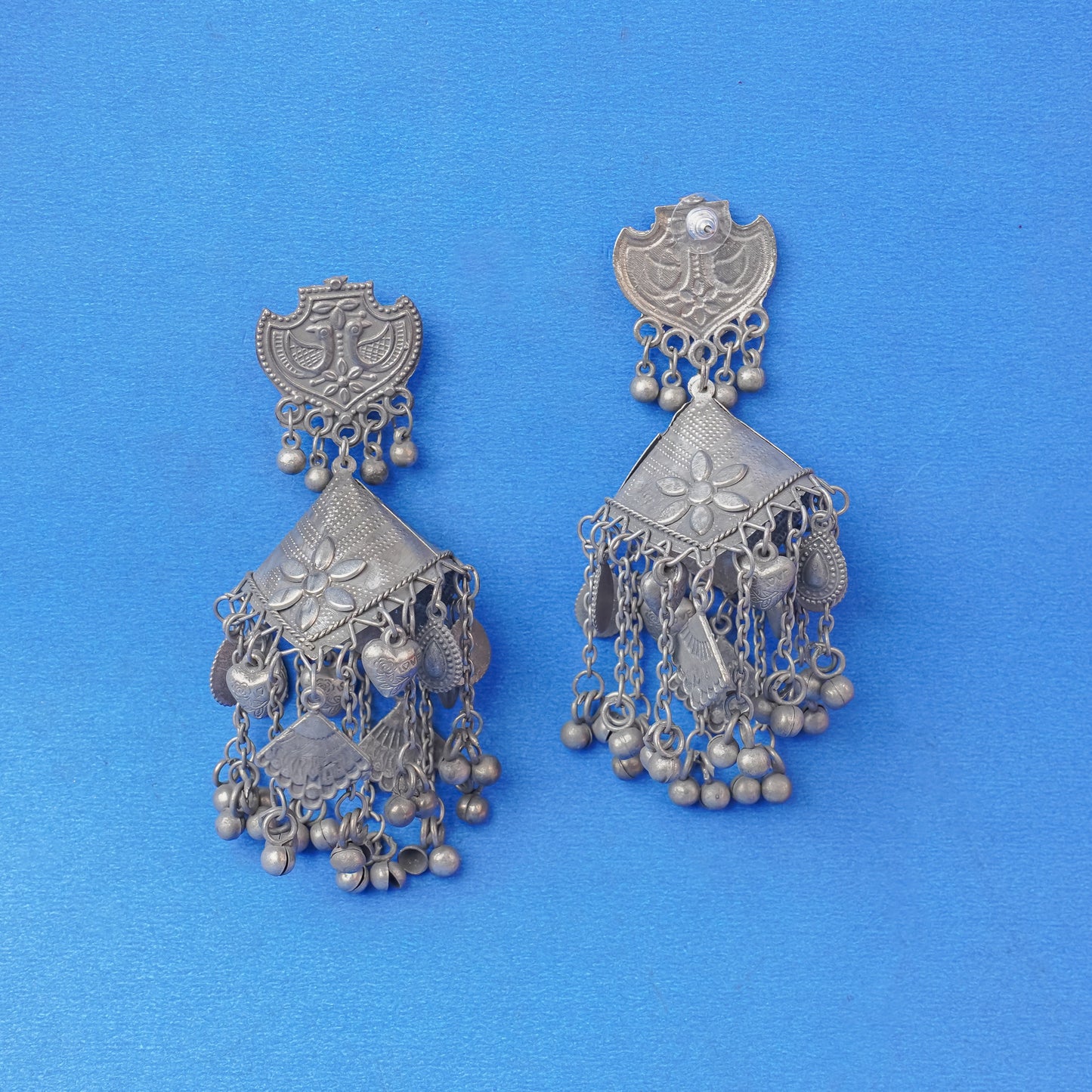 Jhumri- Silver Brass Oxidised Jhumka Earrings