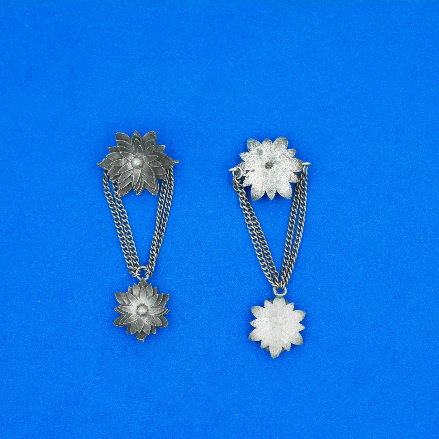 kamala- Silver Brass Oxidised dangler earrings