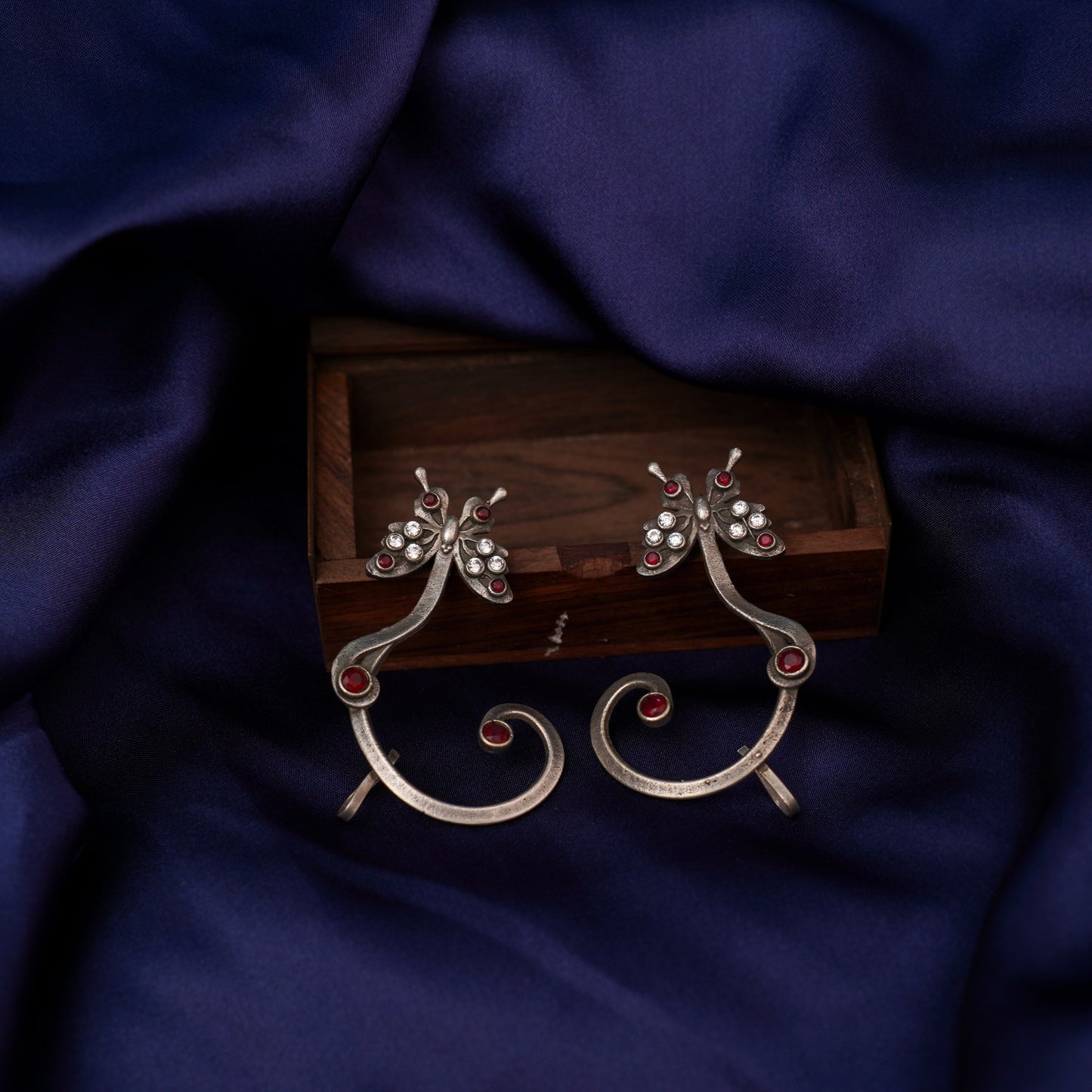 Shyamroop- Silver Brass Oxidised Dangler Earrings