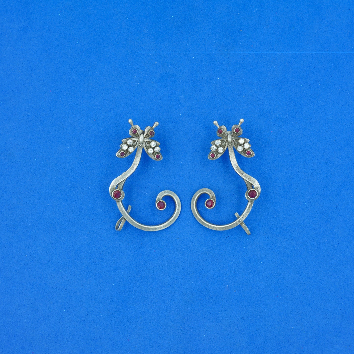 Shyamroop- Silver Brass Oxidised Dangler Earrings